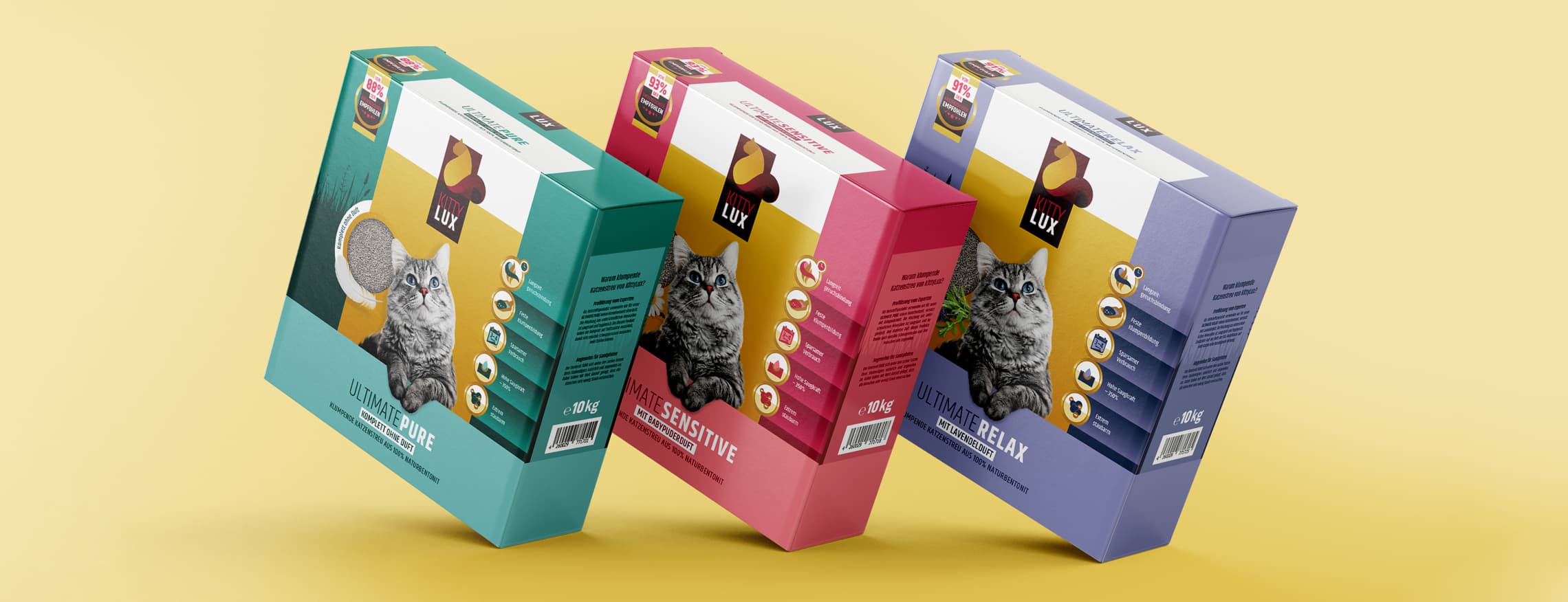 Verpackungsdesign für KittyLux-Katzenstreu | creationell